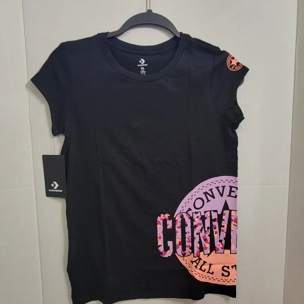 Converse All Star Chuck Taylor T-Shirt Animal Print Girl Youth XLARGE Pink Purpl